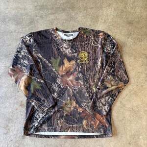 Real Tree Camo Long Sleeve T-Shirt KLA-MO-YA Casino Logo Outdoor Hunting Tee